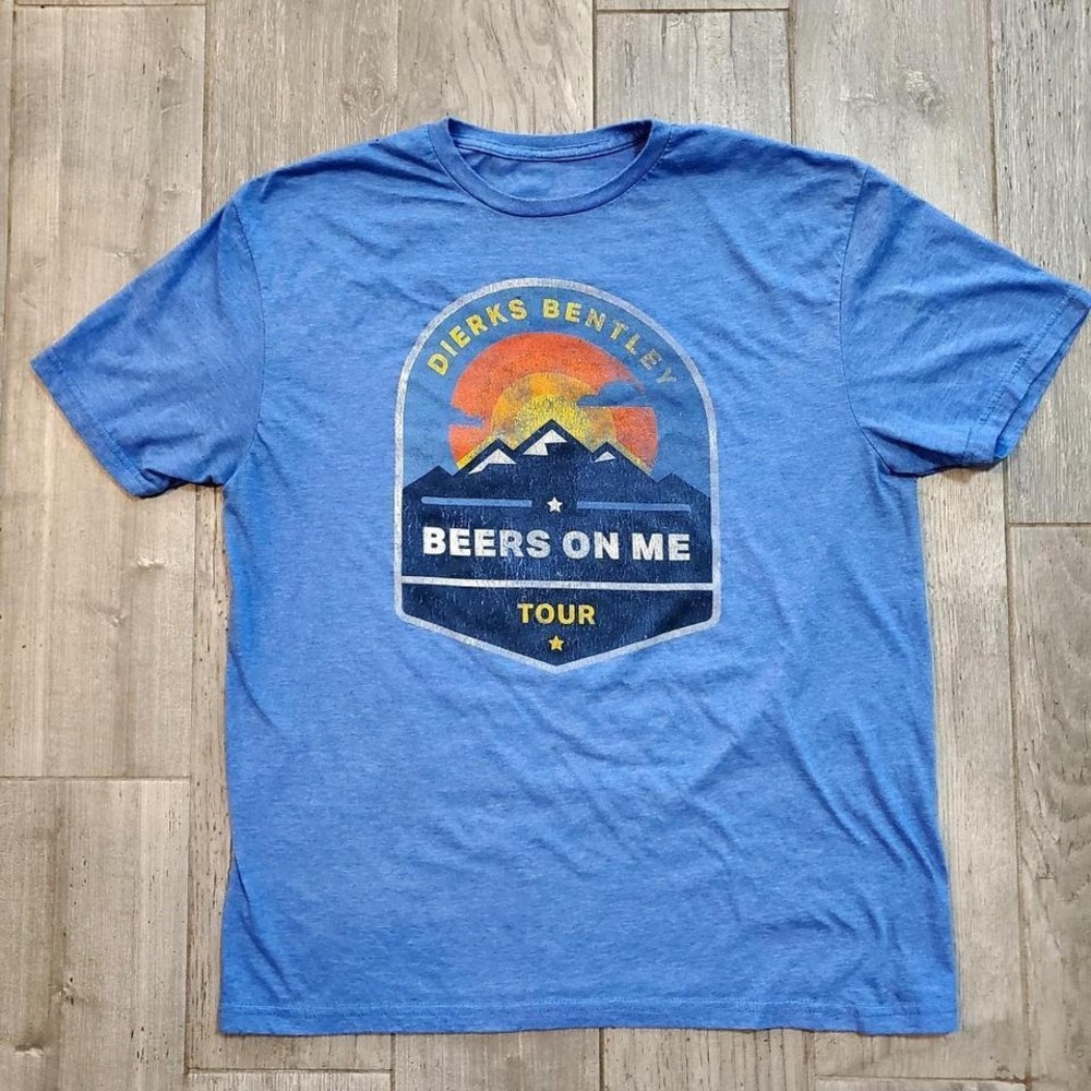 Dierks Bentley Beers on Me Tour Adult Large Blue T-Shirt Faded